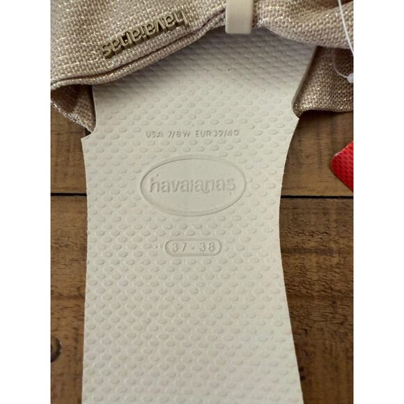 Havaianas Shoes Women's Size 7/8W Gold Bow Slip On Sandals 37/38 Brazil - Picture 3 of 5